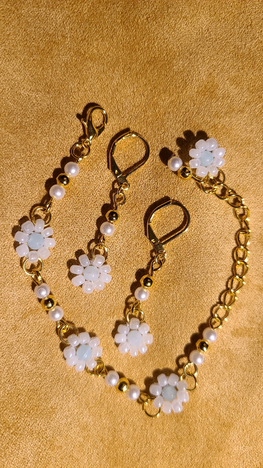 Mini Daisies bracelet & earring set