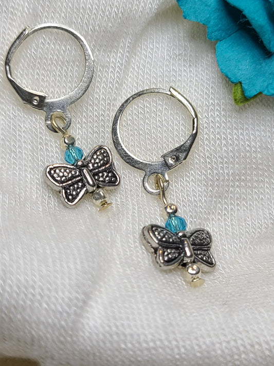 Mini Silver-plated Butterfly Earrings