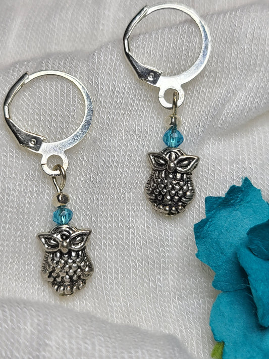 Mini Silver-plated Owl Earrings